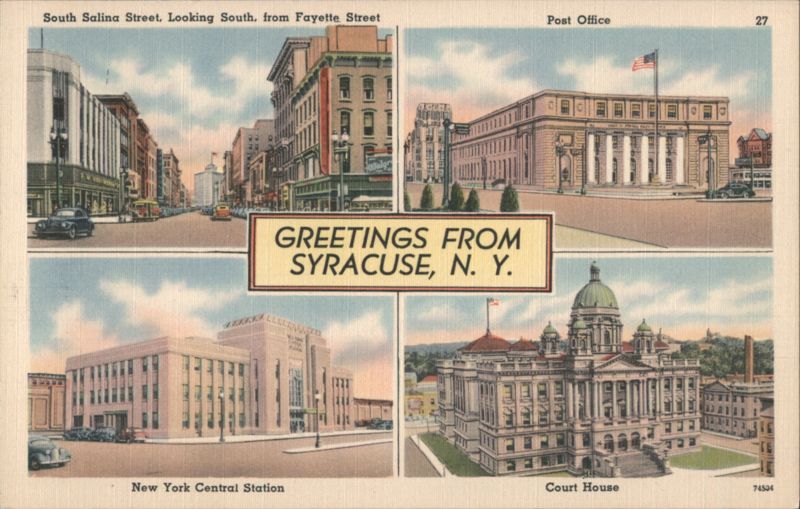 Syracuse NY Multi-View: Salina St, Post Office, Train Station, Court House New York