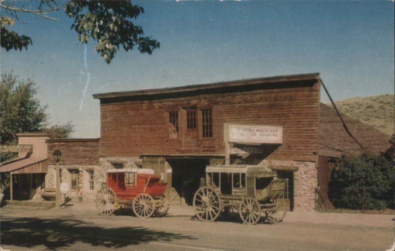 The Livery Stable, Blacksmith & Wagon Shop with Wagons