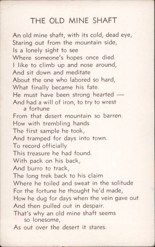 THE OLD MINE SHAFT Poem Mining