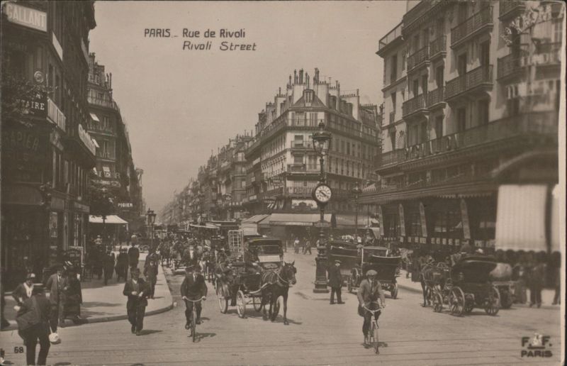 Rue de Rivoli, Paris Street Scene with Carriages France