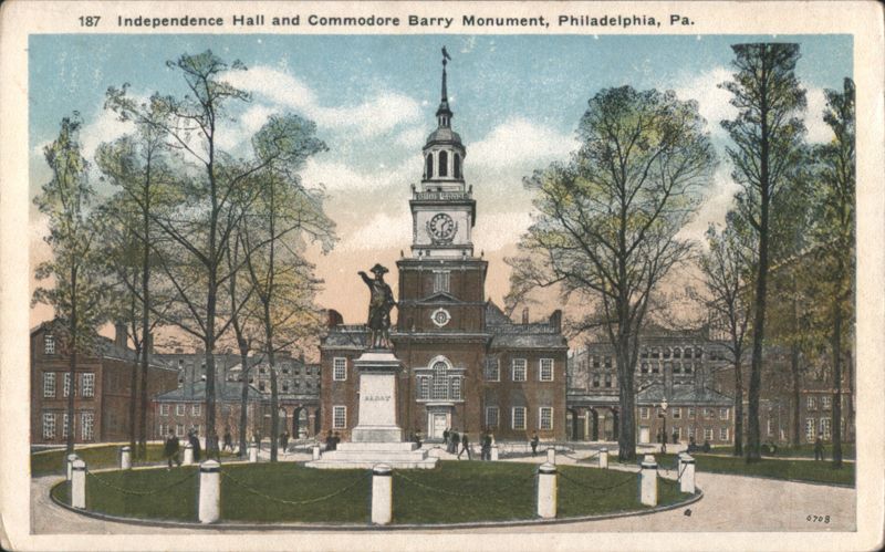 Independence Hall & Commodore Barry Monument, Philadelphia, PA Pennsylvania