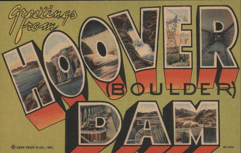 Greetings from Hoover Boulder Dam - Letter Views Boulder City Nevada