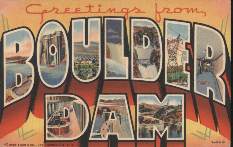 Boulder Dam Greetings Letter Views Boulder City Nevada