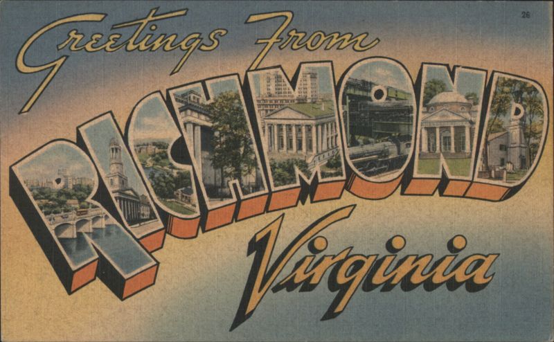 Greetings From Richmond Virginia Multi-View Lettering
