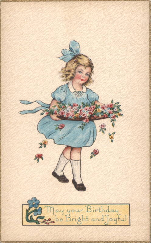 Little Girl with Flowers Birthday Greeting