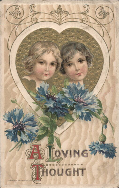 A Loving Thought, Two Girls in Heart, Blue Flowers