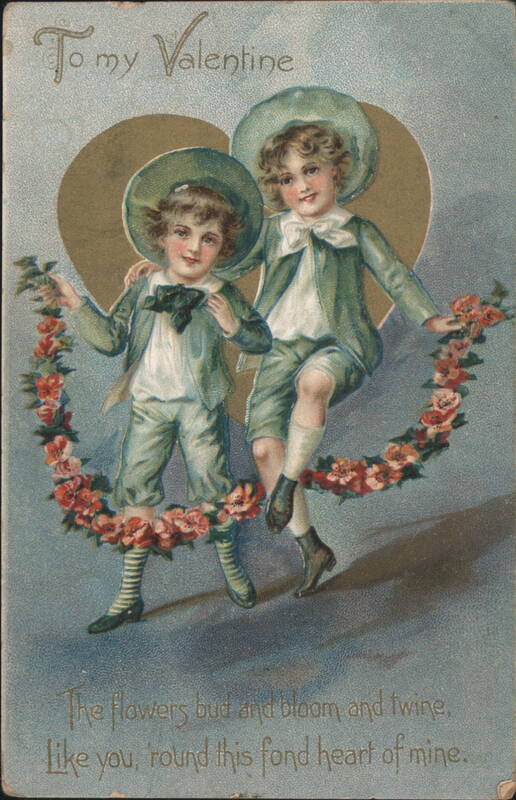 To my Valentine: Boys with Rose Garland & Golden Heart