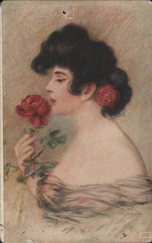 Woman with Red Rose, The Rose Series Flowers
