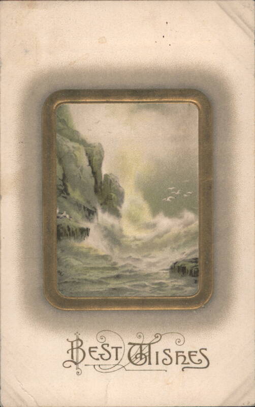 Stormy Sea Waves Crashing on Cliffs, Best Wishes Phrases & Sayings