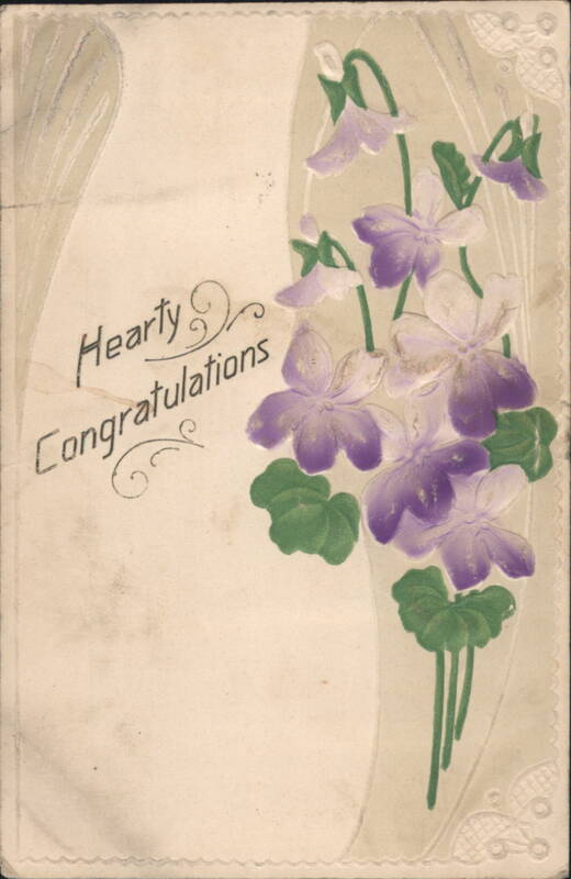 Hearty Congratulations Purple Violets Greetings