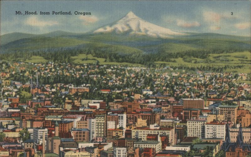 Mt. Hood from Portland, OR - Cityscape View Oregon