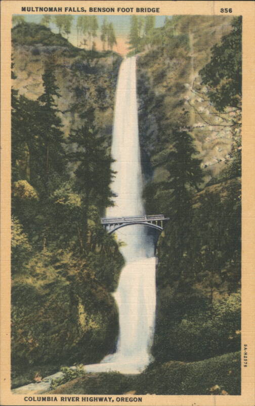 Multnomah Falls, Benson Foot Bridge, Columbia River Highway Oregon