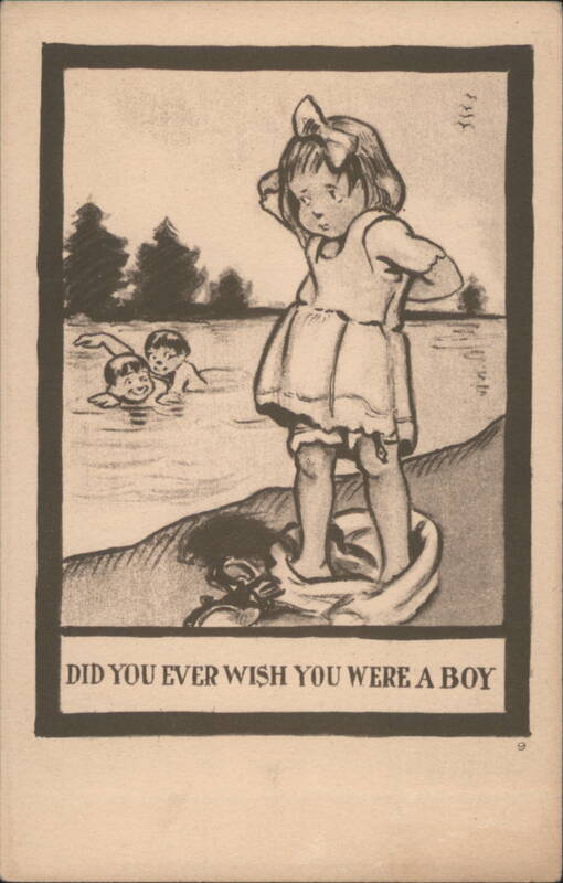 Girl on beach, 'DID YOU EVER WISH YOU WERE A BOY Comic, Funny