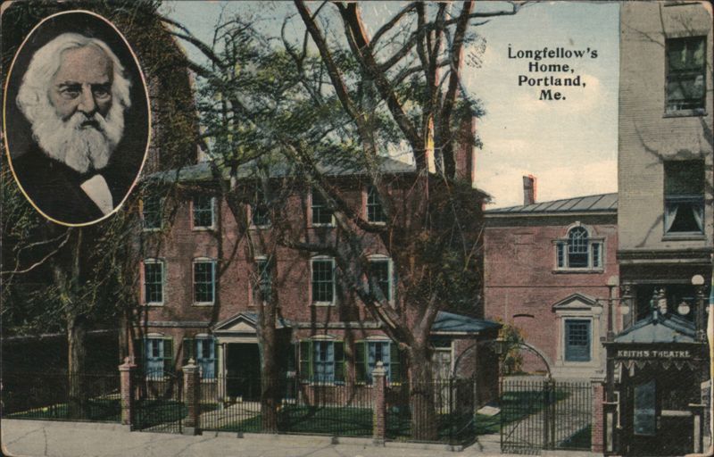 Longfellow's Home, Portland, ME with Henry Wadsworth Portrait Maine