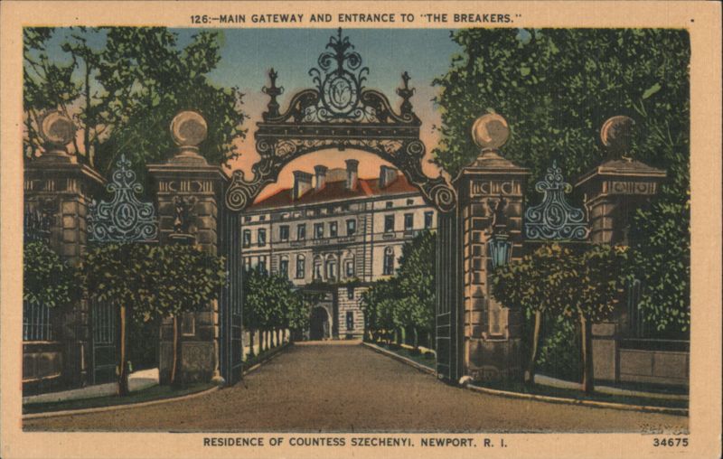 The Breakers Main Gateway, Countess Szechenyi Residence Newport Rhode Island