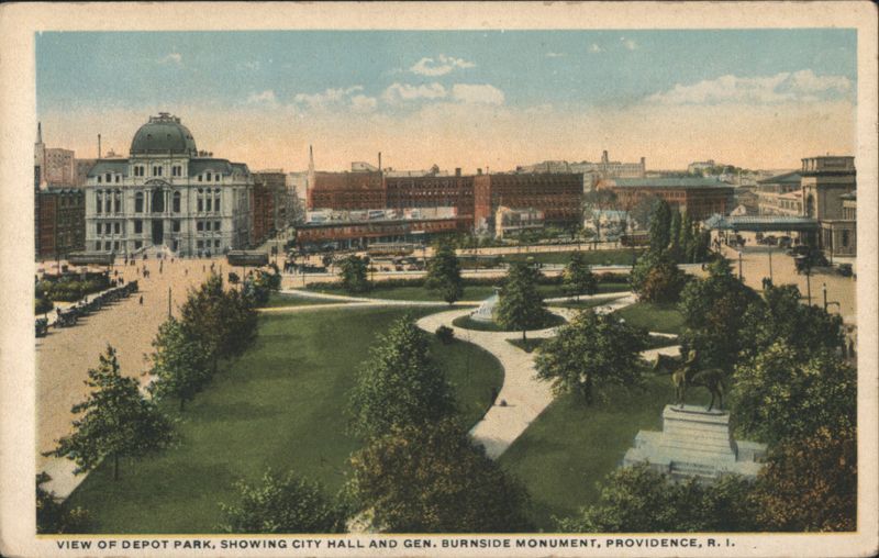 Depot Park, City Hall & Gen. Burnside Monument Providence Rhode Island