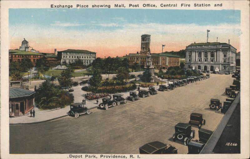 Exchange Place, Mall, Post Office, Fire Station, Depot Park Providence Rhode Island