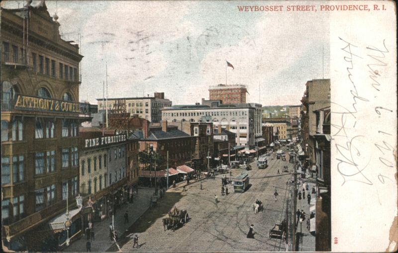 Weybosset Street, Providence, Streetcars & Buildings Rhode Island