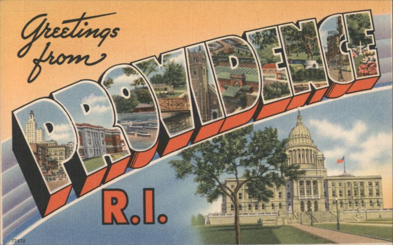 Greetings from Providence RI Block Letters State House Rhode Island
