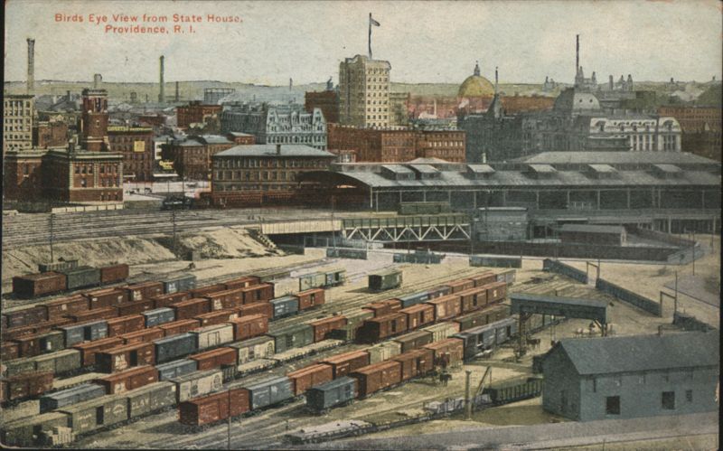 Providence RI Cityscape & Railyard from State House Rhode Island