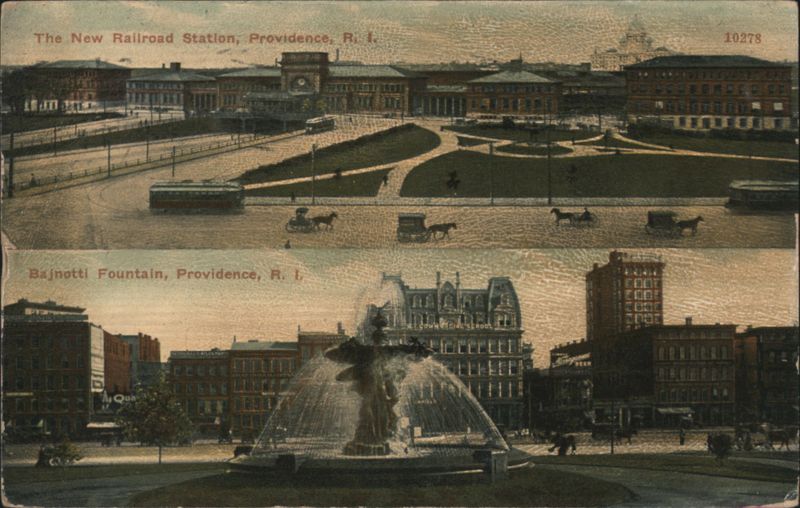New Railroad Station & Bajnotti Fountain, Providence, RI Rhode Island