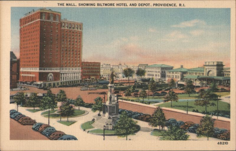 The Mall, Showing Biltmore Hotel & Depot Providence Rhode Island