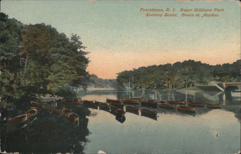 Roger Williams Park Evening Scene, Boats at Anchor Providence Rhode Island