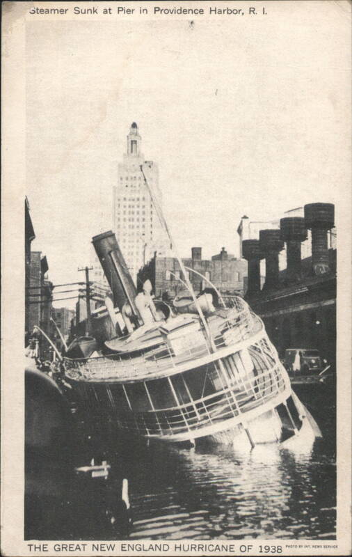 Steamer Sunk at Pier, Providence Harbor, RI, 1938 Hurricane Rhode Island