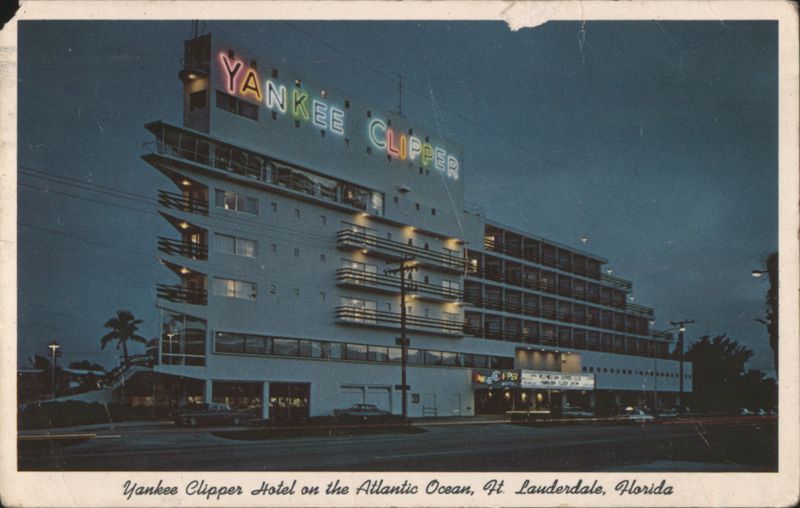 Yankee Clipper Hotel at Night, Atlantic Ocean Fort Lauderdale Florida