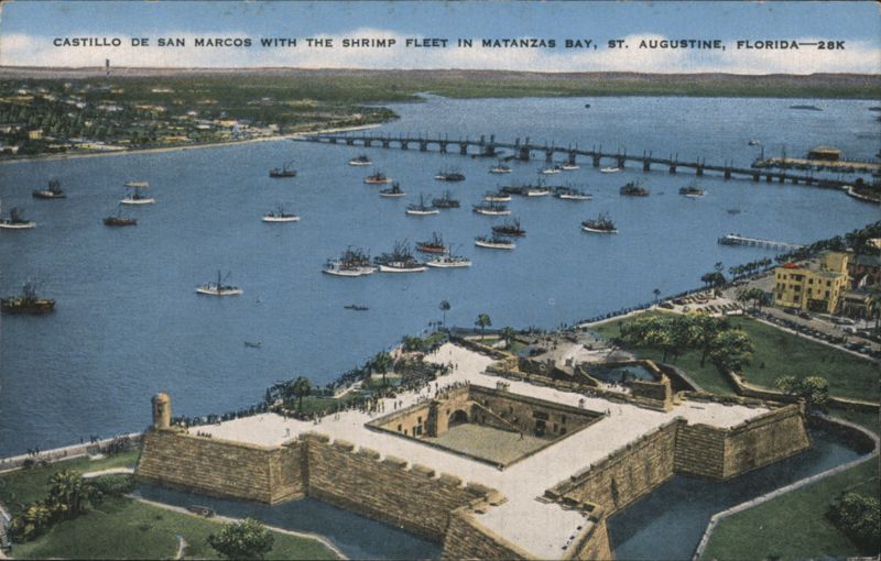 Castillo de San Marcos with Shrimp Fleet in Matanzas Bay St. Augustine Florida