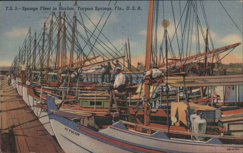 Sponge Fleet in Harbor, Tarpon Springs, Fla. Florida