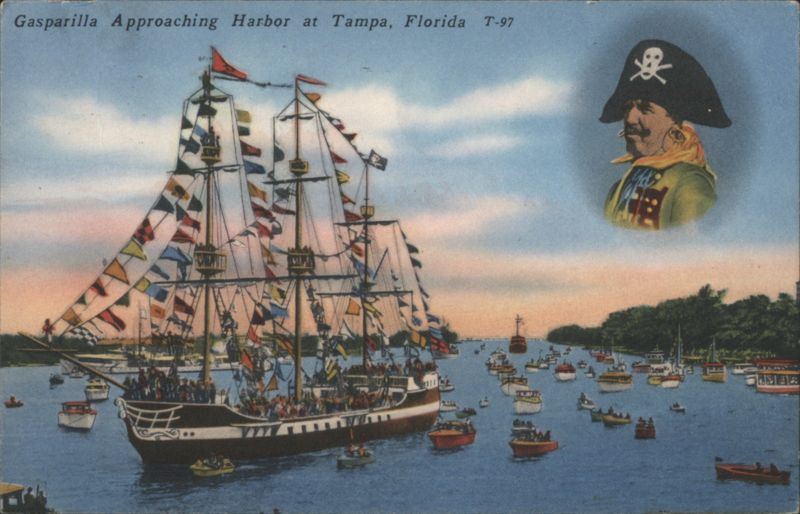 Gasparilla Pirate Ship Approaching Tampa Harbor, Florida