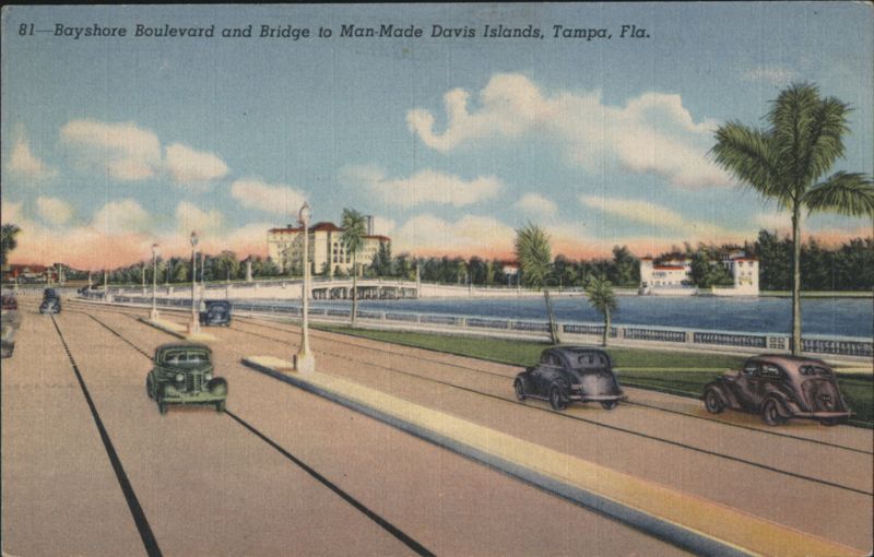 Bayshore Boulevard & Bridge to Davis Islands, Tampa, FL Florida