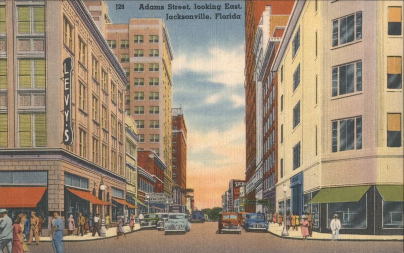 Adams Street Looking East with Levy's Building Jacksonville Florida