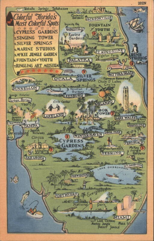 Colorful Florida's Most Colorful Spots Attractions Map