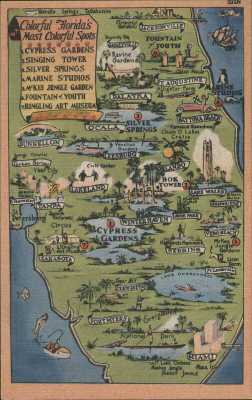 Map of Florida's Most Colorful Attractions & Spots