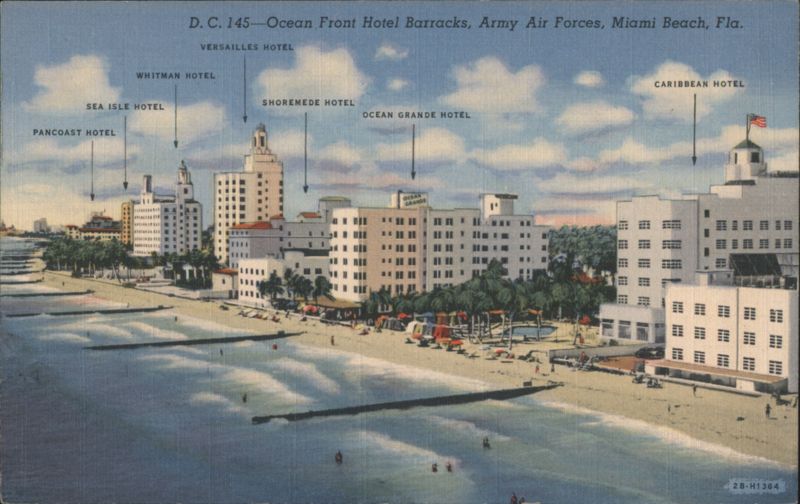 Ocean Front Hotel Barracks, Army Air Forces Miami Beach Florida