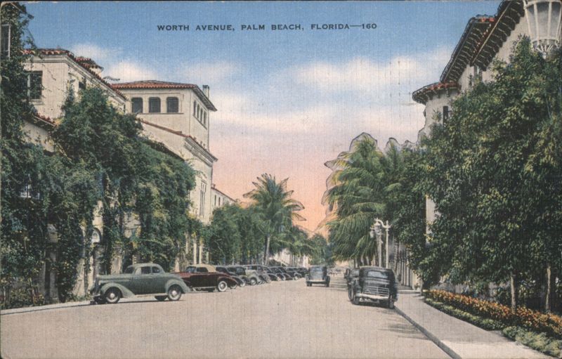 Worth Avenue, Palm Beach, FL - Street Scene with Cars Florida