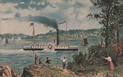 Robert Fulton's Clermont Steamboat, Albany, NY Postcard