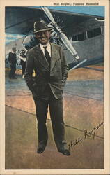 Will Rogers, Famous Humorist with Ford Tri Motor Plane Postcard