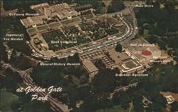 Golden Gate Park Aerial View, San Francisco Museums Postcard