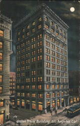 Union Trust Building Night View, Los Angeles Postcard