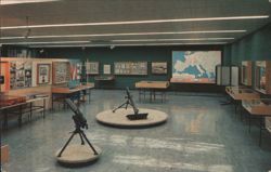 Eisenhower Museum Exhibit Hall, WWII Map & Mortars Postcard