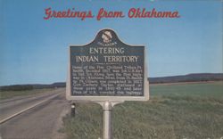 Oklahoma Entering Indian Territory Historical Sign Postcard