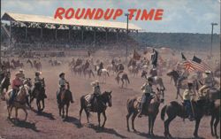 ROUNDUP TIME Grand Entry at an Oklahoma Rodeo Postcard
