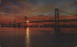 San Francisco Bay Bridge at Sunset Postcard