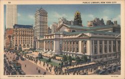 Public Library, New York City Postcard
