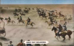 Early Day Oklahoma Land Run into Cherokee Strip 1893 Postcard