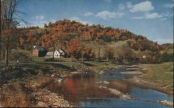 Summer Rusting into Autumn: River Valley & Fall Foliage Postcard