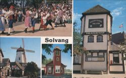 Solvang California Danish Festival Theater Windmill Scenes Postcard